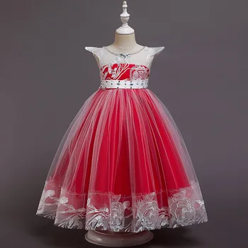 Nauja vaikų naujųjų metų purus suknelė princesė dress ilgai nėrinių fortepijono atlikimo suknelė mergina suknelė rodyti vaikų Kalėdų