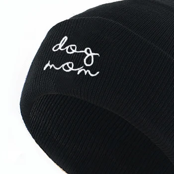 Nauja šunų mama skrybėlę laišką, siuvinėjimas medvilnės megzti beanie kepurė skrybėlės, lankstus, minkštas šiltas mados slidinėjimo beanies hip-hop kepurės unisex