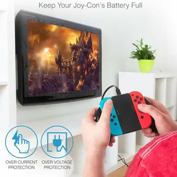 Nauja Žaidimo Konsolė Įkroviklis Įkrovimo rankenos Gamepad Stovo Laikiklį 500ma Nintendo Jungiklis NR NX 2017 Džiaugsmo Con X 2 1800mah