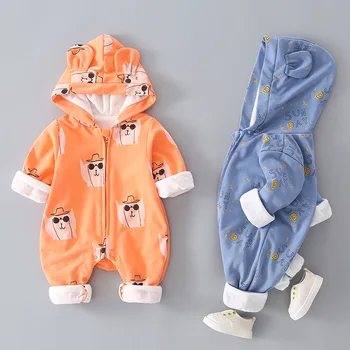 Naujagimio drabužiai berniukams ir mergaitėms Rudenį Animacinių filmų romper žiemą šiltas ilgomis rankovėmis su užtrauktuku Laipiojimo pižama 0-24m kūdikių