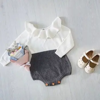 Naujagimio Mergina Vilnos Mišinys Kūdikiams Romper Šilti Megztiniai Megztinis rudenį, žiemą ilgomis Rankovėmis Rompers baby girl drabužiai