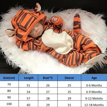 Naujagimio Romper Berniukas Mergaitė Tigras Romper Rudenį Hoodies Jumpsuit Playsuit Animacinių filmų Babygrows Kostiumų Komplektus 0-18M Greitas Pristatymas