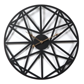Naujas 50CM Kūrybos Šviesą Apskrito Sieninis Laikrodis Namų penkiakampė Žvaigždė, Modelis Geležies Kabinti Laikrodžiai Romėniškais Skaitmenimis Pardavimas - Juoda
