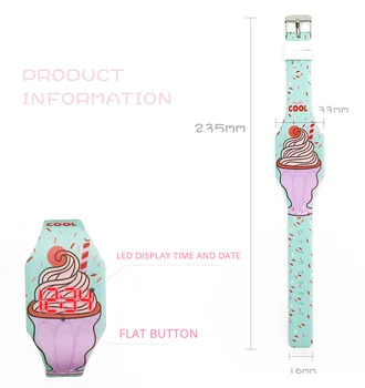 Naujas Animacijos Maisto Modelio Šviesos Vaikas Laikrodžiai Mergina ledų LED Žiūrėti Vaikai Studentų Elektroninių Žiūrėti Laikrodis Reloj Infantil