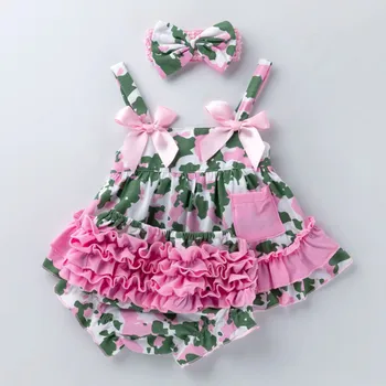 Naujas Baby Girl Drabužiai Nustatyti Gėlių Naujagimiui Drabužius 0-24M Nėrinių Viršų Suknelė+Raukiniai Pražysti Ziajać+Lankas Lankelis infantil 3pcs/set