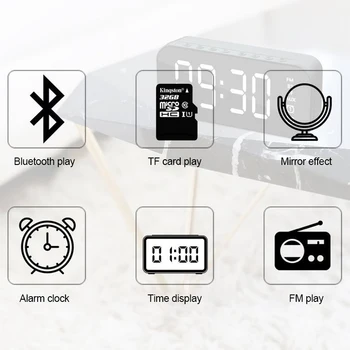 Naujas Bluetooth5.0 Garsiakalbis Lauko Belaidės Kolonėlės žemų dažnių Muzikos Centras Portable 3D Stereo FM/TF/AUX Su Veidrodžiu Žadintuvas
