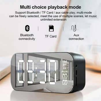 Naujas Bluetooth5.0 Garsiakalbis Lauko Belaidės Kolonėlės žemų dažnių Muzikos Centras Portable 3D Stereo FM/TF/AUX Su Veidrodžiu Žadintuvas