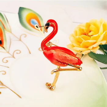 Naujas Dizainas Flamingo Lydinio Raudona Mėlyna Emalį Paukščių Sagės Moterų, Vyrų Metalo Gyvūnų Sagės, Segtukai, Pokylių Broche Dovana Šalikas Sagtis