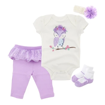 Naujas gimęs Violetine Apranga Baby 0-12Months Medvilnės Virvė de bebe Infantil Bodysuits Spausdinimo Kūdikis Berniukas Mergaičių Drabužių Komplektas Komplektai