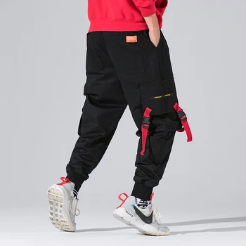 Naujas Harajuku Medvilnės Multi-Kišenės, Safari Stiliaus Mados Krovinių Kelnės Vyrams Rudenį Hip-Hop Streetwear Atsitiktinis Elastinės Kelnės Camo