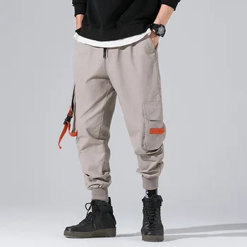 Naujas Harajuku Medvilnės Multi-Kišenės, Safari Stiliaus Mados Krovinių Kelnės Vyrams Rudenį Hip-Hop Streetwear Atsitiktinis Elastinės Kelnės Camo
