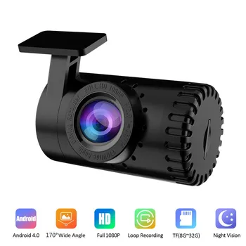 Naujas HD 1080P Automobilio Vaizdo Kamera, Naktinio Matymo Brūkšnys Cam Vaizdo įrašymo Android USB 170° Pločio Angelas Automobilių Dashcam Paslėptas DVR Kamera