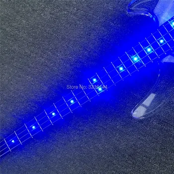 Naujas kristalų elektrinio boso stygos 4 blue LED lempos, vietoje, krovinių, gamyklos didmeninė ir mažmeninė Akrilo bass
