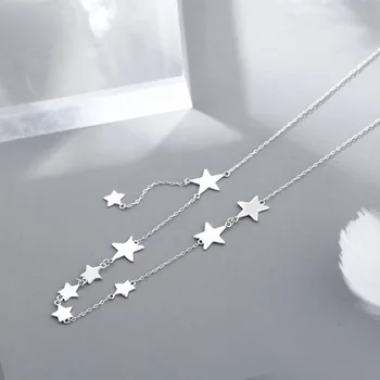 Naujas Mados 925 Sterling Silver Star Choker Moterų Trumpas Clavicle Grandinės Karoliai Moterų Fine Jewelry Vestuvių Priedai