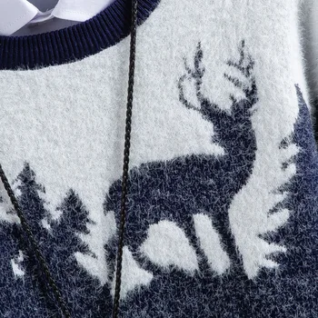 Naujas Megztinis Mens Žiemą Storas Šiltas Atsitiktinis Vyrų Megztiniai Slim Fit Kalėdų Elnias Puloveris Tracksuit Viršūnių O-Kaklo Homme 2020 M.