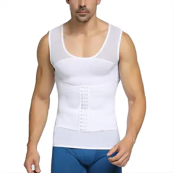 Naujas Mens Liekninamasis Kūno Shaper Suspaudimo Marškinėliai Pilvą Kontrolės Shapewear Krūtinės Abs Slim Vest Juosmens Treneris Vyrų Korsetas