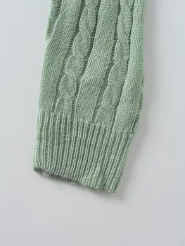 Naujas Moterų Mados Yra Apvaliu kaklu ir ilgomis rankovėmis, Paltai Moterų Universalus Slim vientisos Spalvos Trumpas Twist Megztiniai ilgomis Rankovėmis Megztinis