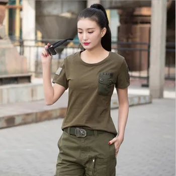 Naujas Moterų marškinėliai Atsitiktinis Trumpas Rankovės Armijos, T-Marškinėliai, Medvilnė M ilitary T-shirts