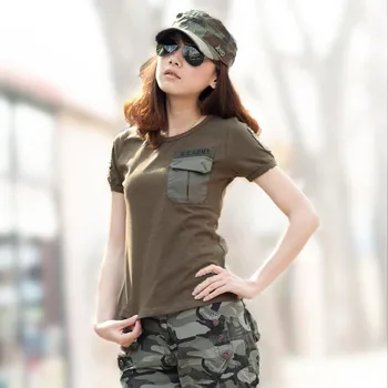 Naujas Moterų marškinėliai Atsitiktinis Trumpas Rankovės Armijos, T-Marškinėliai, Medvilnė M ilitary T-shirts