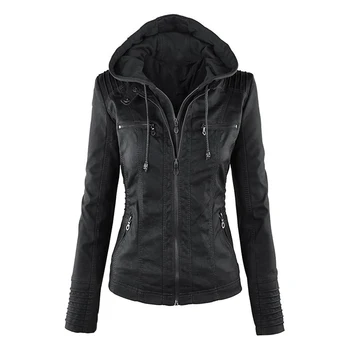 Naujas Moterų Rudens Žiemos Minkštas Dirbtiniais Odos Striukės, Paltai Lady Black PU Užtrauktukas Epaule Motociklo Streetwear