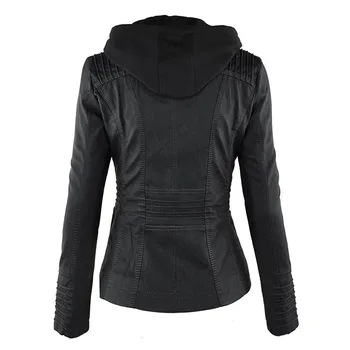 Naujas Moterų Rudens Žiemos Minkštas Dirbtiniais Odos Striukės, Paltai Lady Black PU Užtrauktukas Epaule Motociklo Streetwear