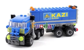 Naujas Originalus Kazi 6409 Mažas Miestas, Sunkvežimio Modelis su skaičiais Deformacijos Automobilių 3D Modelį, Statyba Blokai, Plytos 163pcs Žaislai