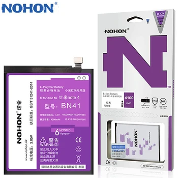 Naujas Originalus NOHON BN41 Už Xiaomi Redmi 4 Pastaba MTK X20/ Pastaba 4X Pro 4G 4100mAh Pakeisti Mobiliojo Telefono Baterija Sandėlyje Nemokamai Įrankiai