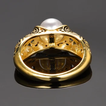 Naujas, Sukurtas Perlų Vestuvių Žiedai Moterims Aukso Spalvos Papuošalai Žiedas Dalyvavimo Šalies Fine Jewelry Moterų Anel Dovanos, Didmeninė
