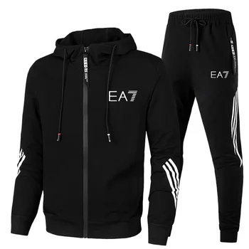 Naujas takelių kostiumas kostiumas, dviejų dalių vyriški sportiniai užtrauktukas hoodie + kelnės sportinis kostiumas atsitiktinis sporto marškinėliai + sporto kelnės vyrų kostiumas