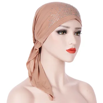 Naujas Turbaną Skrybėlę Moterų Karšto Gręžimo Skarelė Variklio Dangčio Femme Musulman Vidinis Kepurės Musulmonų Apvyniokite Galvą Skara Turbante Indijos Beanie Kepurė