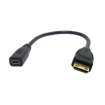 Naujo Tipo D Mikro HDMI v1.4 Lizdų moterį, C Tipo Mini HDMI Male Konverteris Adapterio Kabelį 10cm