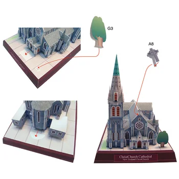Naujoji Zelandija Kristaus Bažnyčios Katedra, Lankstymo, Pjovimo Mini 3D Popieriniai Namai Papercraft 