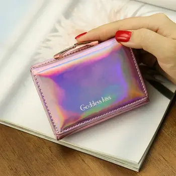 Naujos moteriškos piniginės trumpas PU odos želė spalvų mados mini sankaba classic folding kredito kortelės turėtojas