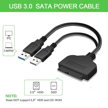 Naujos USB 3.0 ar USB2.0 SATA 22Pin Adapterio Kabelis, skirtas 2.5 / 3.5 colių HDD Išorinio Maitinimo Kietajame Diske Skaičiuoklė