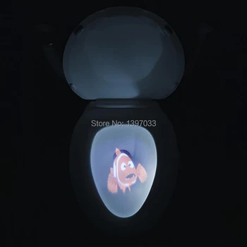 Naujovė 4 vaizdai Naktį tualetas projekcija šviesos Baterijos Auto Kūno Judesio Jutiklis WC projektoriaus Lempa Vaikai tualetas šviesos dubuo
