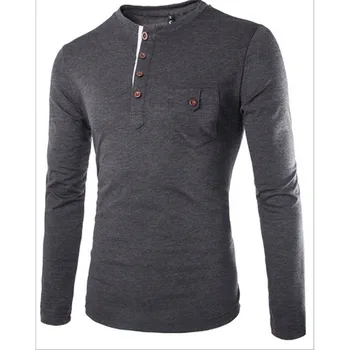Naująjį užsienio prekybos pardavimų 2017 Unikalių spalvų atitikimo durų kišenėje dizaino vyriški ilgomis rankovėmis marškinėliai