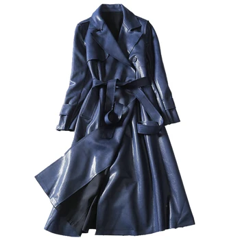 Naujų 2020 m. Pavasarį, Rudenį Tranšėjos paltai Moterims Aukštos kokybės vidutinio ilgio Plius dydis Derliaus Suede Švarkelis Moterų Viršutiniai drabužiai 4XL