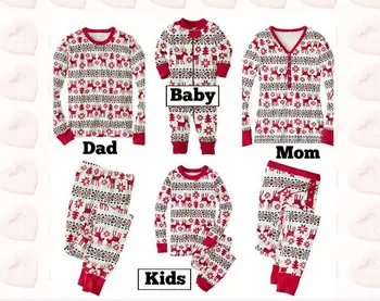 Naujųjų Metų Kalėdų Pižama Nustatyti Tėvų-vaikų Kalėdos Spausdinti Sleepwear Rudens Žiemos Šeimos naktiniai drabužiai Homwear Šeimos derinti Drabužius
