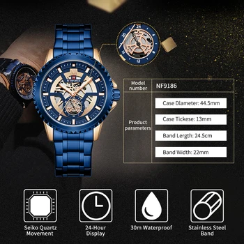 NAVIFORCE Prabangių Vyrų Laikrodžiai Priežastinis Automatinė Data Ekrane Kvarcinis Laikrodis Nerūdijančio Plieno Juosta Reloj Relogio
