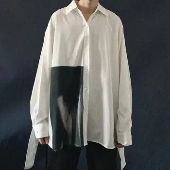 Negabaritinių Marškinėliai Vyrams Kailis 2020 Vyrai Ilgomis Rankovėmis Retro Baltus Marškinius Vyras Korėjos Aukštos Kokybės Striukės, Atsitiktinis Gatvės Marškinėliai Vyrams