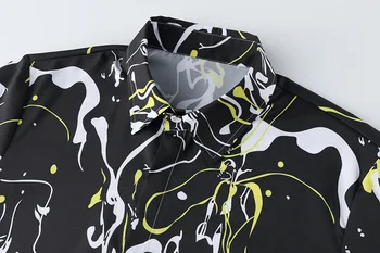 Negabaritinių Vyrų Hip-Hop Dizaineris Marškinėliai Naują Atvykimo Grafiti Spausdinti Ilgomis Rankovėmis Harajuku Shirt Mens Klubas Camisa Socialinės Masculina