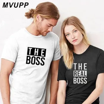 Nekilnojamojo Bosas pora marškinėliai drabužių mėgėjai vyrai ir moterys korėjos juokinga pacios baltos viršūnės tee femme plius dydis kawaii 2019