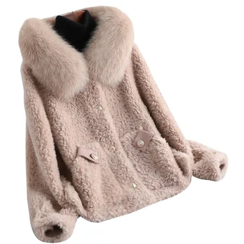 Nekilnojamojo Vilnos Mišinys, Kailiniai Paltai Fox Fur Bliuzono Žiemos Moterys Kailio Viršutiniai drabužiai Paltas LF2114