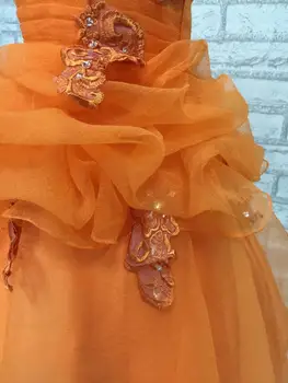 Nemokamas Pristatymas 2-10 Metų Vaikams Šalis Suknelė 2019 Naują Atvykimo Apelsinų Gėlių Mergaičių Suknelės Vestuvėms Organza Kamuolys Suknelė Su Šurmulio
