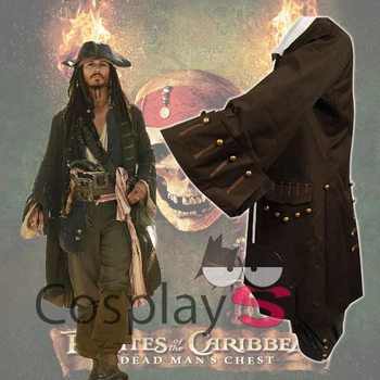 Nemokamas pristatymas Jack Sparrow Cosplay apranga Karibų jūros Piratai Striukė, Liemenė Diržo Marškinėliai, Kelnės, Kostiumas Nustatyti Helovinas