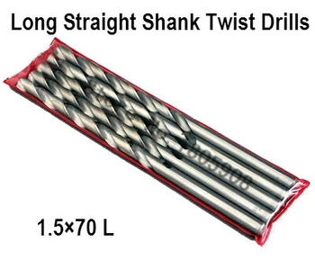 Nemokamas Pristatymas Naujos Prekės Naujos 10vnt 1,5 mm Extra Ilga 70mm HSS Twist Drill Straigth Karka Sraigės Gręžimo Tiek ,grąžtai, metalo
