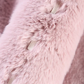Nerazzurri Žiemos pink šiltas sutirštės prabanga dirbtiniais kailių paltai moterims 2020 blyksnius rankovės atvartas Plius dydžio pūkuotas pūkuotas striukė moterims, 5xl