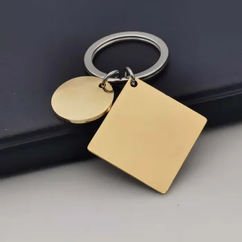 Nerūdijančio Plieno Kvadratinė Juostos Žymeklį Key Chain Pakabukas Tuščią keychain Kalendoriniais Charms Drožyba Veidrodis Poliruoti Raktų Žiedas