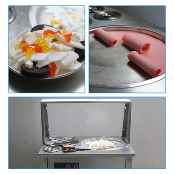 Nerūdijančio plieno Viena Keptuvėje Keptas ledų roll mašina keptuvėje Pakepinti butas ice cream maker yoghourt keptas ledų mašina 220v 1200w