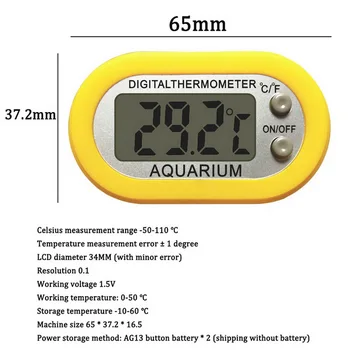 NewFish Bakas Vandens Temperatūros Skaitmeninis Akvariumo Termometras Monitorius LCD Indikatorius Temperatūros Matuoklis